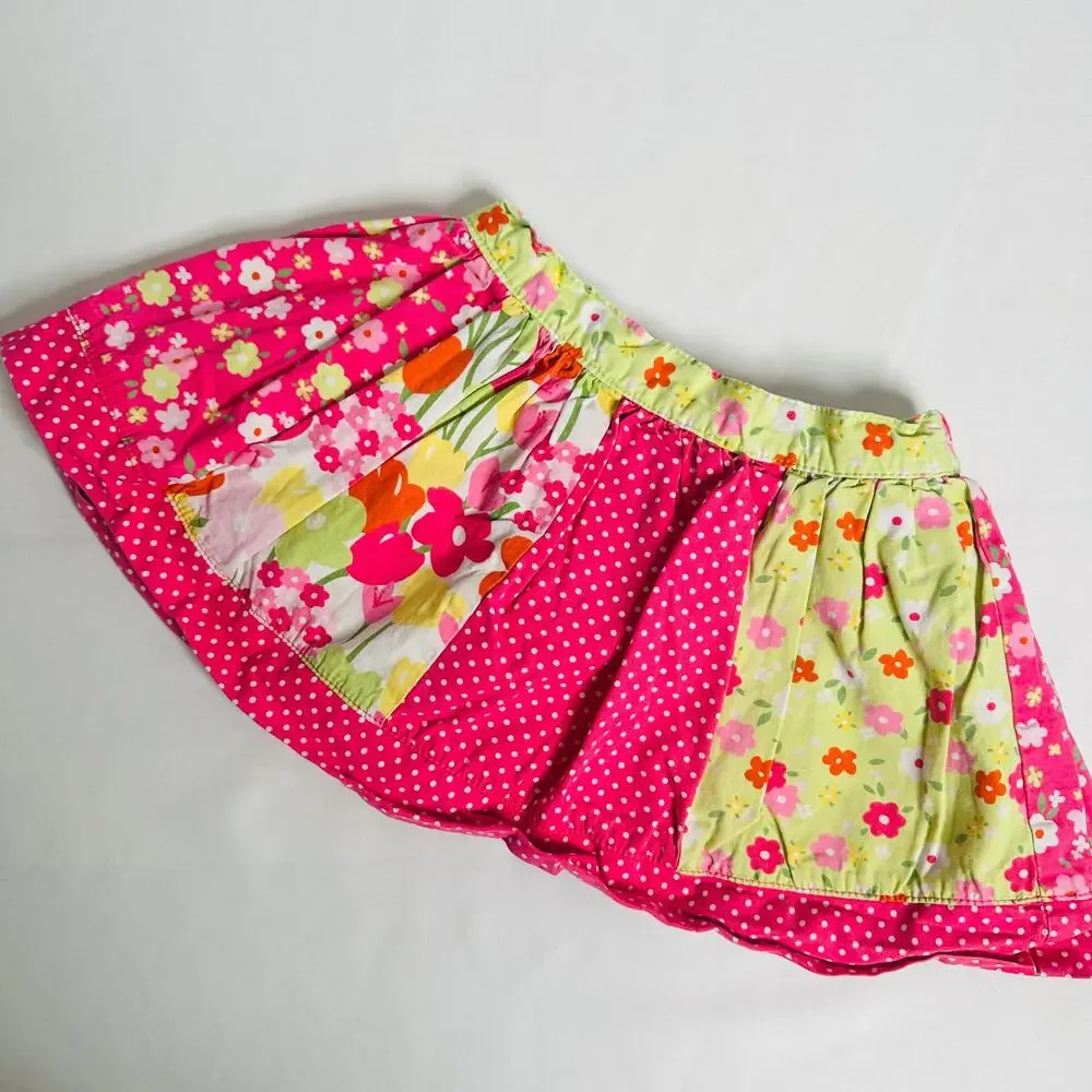 Gymboree Spring Floral Patchwork Color Block Skirt Sz 2T